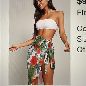 Forever 21 Hawaiian Floral Wrap Beach Skirt